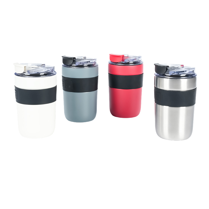 Tasse sous vide isotherme à prise facile avec bande en silicone