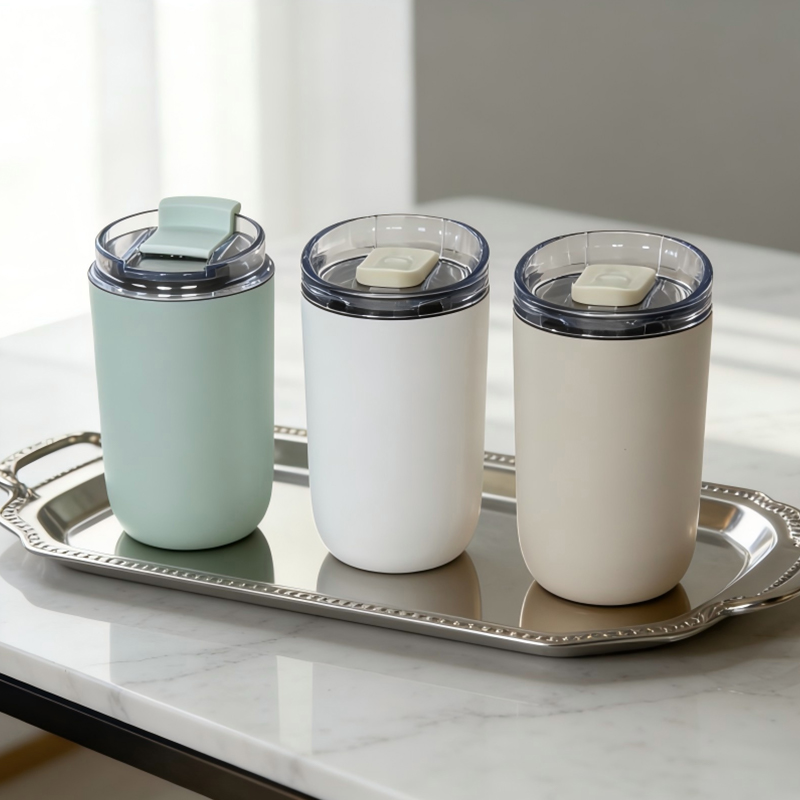 Tasse thermique de 300 ml à prise facile avec couvercle anti-fuite alternatif