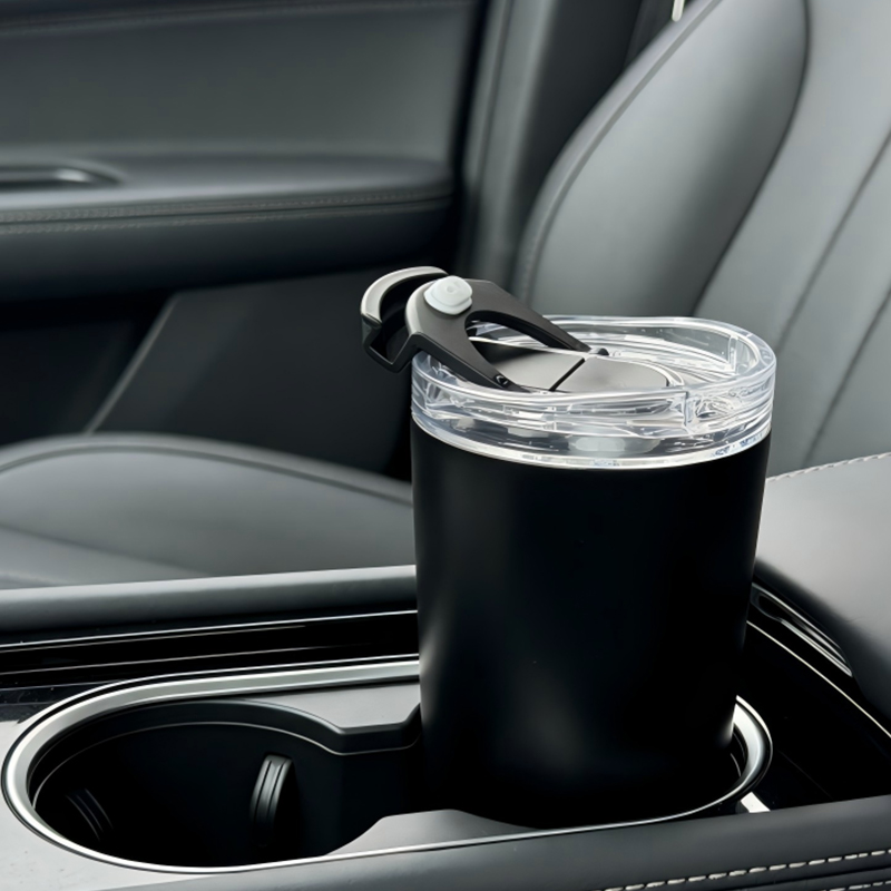 Gobelet sous vide avec couvercle rabattable en paille 2 en 1